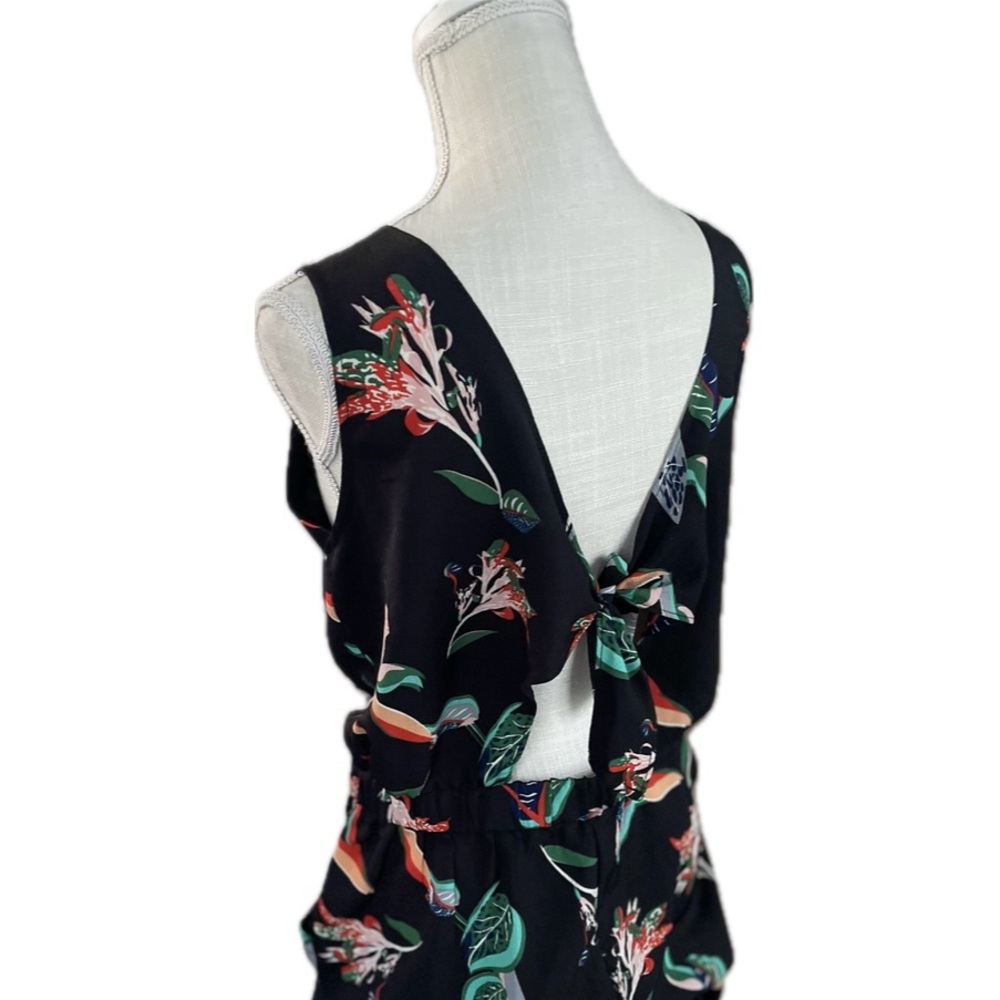Y COO PARIS | L | Romper Tie Back Shorts Floral Tropical Print Tank Jumpsuit